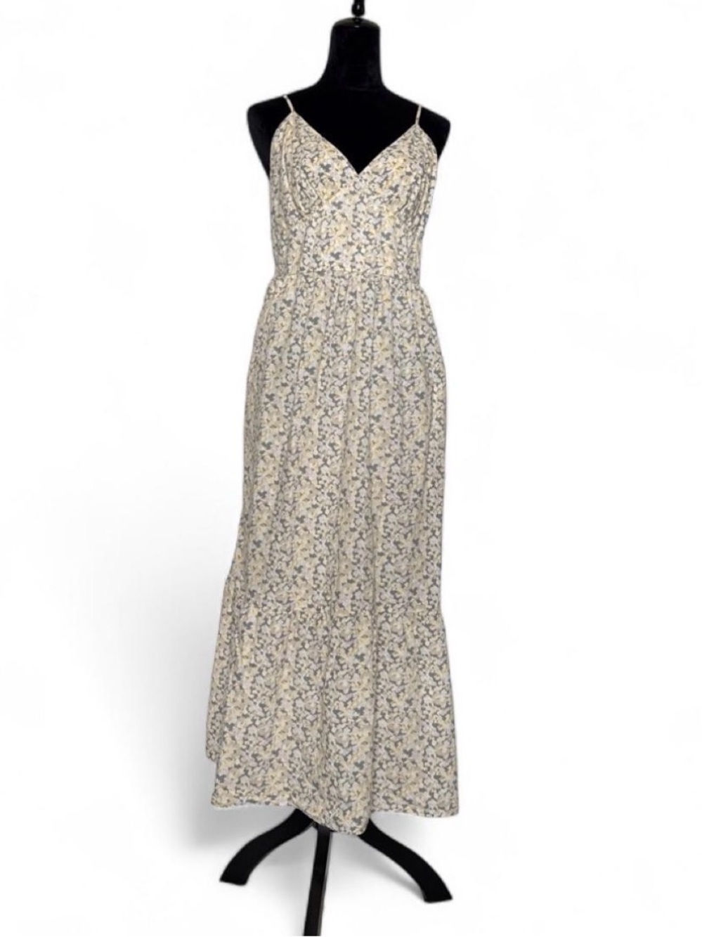 Universal Thread Cream Maxi Dress with Blue Floral Print